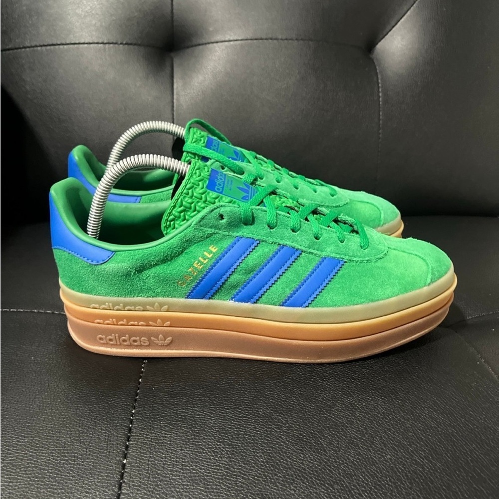 adidas Green Sneakers with Gum Sole and Suede Finish (fit more like a 10)
